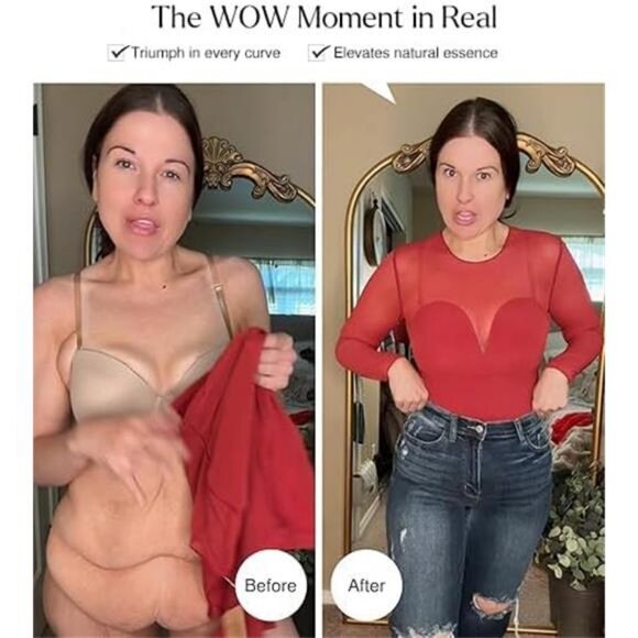 Long Sleeve Mesh Shapewear Bodysuit for Women Tummy Control Sheer Body Suits - Picture 9 of 12